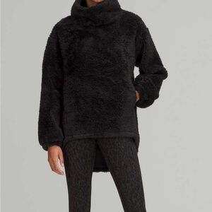lululemon athletica Cozy Black Turtleneck Sweater sz 10 jacket pocket warm cowl